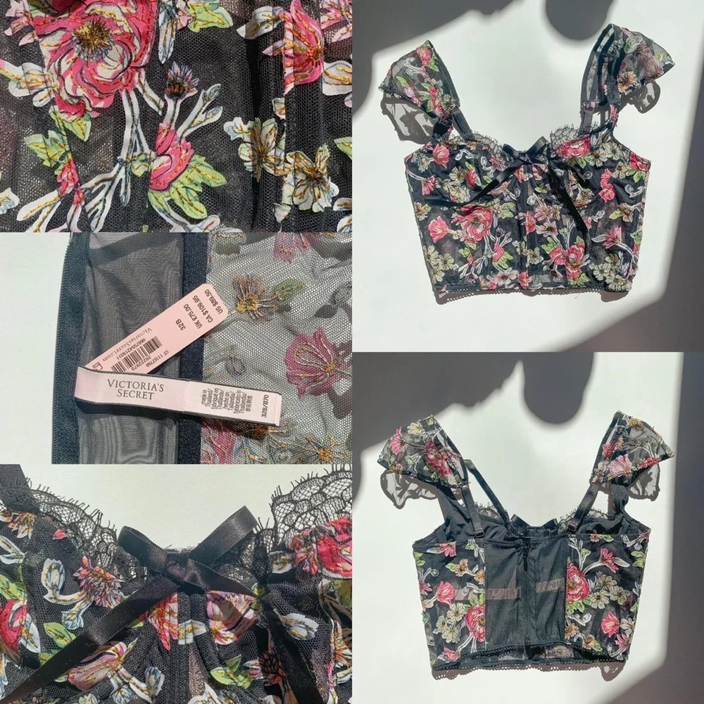 Victoria’s Secret — BNWT Unlined Bra Top in Black Floral ✨ - Picture 4 of 4